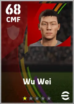 Wu Wei eFootball 2026 player card — 68 OVR CMF