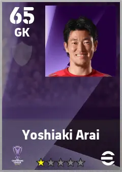 Yoshiaki Arai eFootball 2026 player card — 65 OVR GK