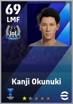 Kanji Okunuki eFootball 2026 player card — 69 OVR LMF