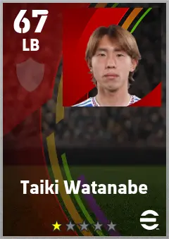 Taiki Watanabe eFootball 2026 player card — 67 OVR LB