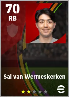 Sai van Wermeskerken eFootball 2026 player card — 70 OVR RB