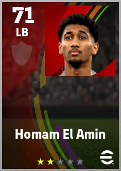Homam El Amin eFootball 2026 player card — 71 OVR LB