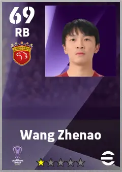 Wang Zhenao eFootball 2026 player card — 69 OVR RB