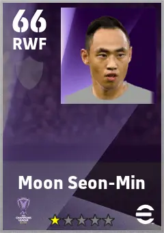 Moon Seon-Min eFootball 2026 player card — 66 OVR RWF