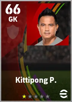 Kittipong P. eFootball 2026 player card — 66 OVR GK