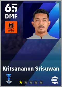 Kritsananon Srisuwan eFootball 2026 player card — 65 OVR DMF