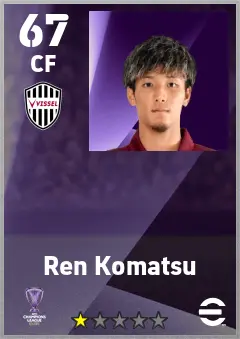 Ren Komatsu eFootball 2026 player card — 67 OVR CF