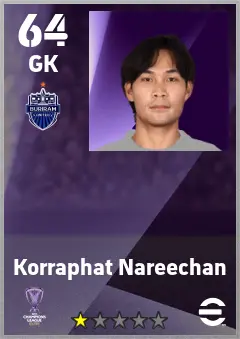 Korraphat Nareechan eFootball 2026 player card — 64 OVR GK