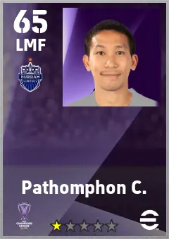 Pathomphon C. eFootball 2026 player card — 65 OVR LMF