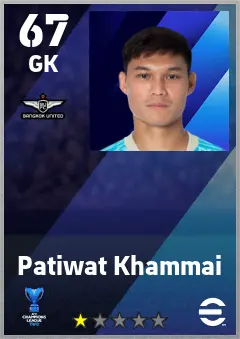 Patiwat Khammai eFootball 2026 player card — 67 OVR GK