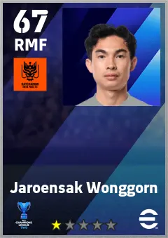 Jaroensak Wonggorn eFootball 2026 player card — 67 OVR RMF