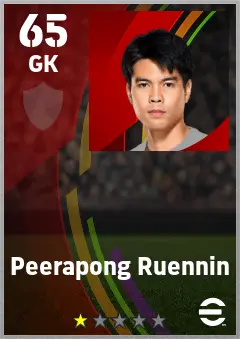 Peerapong Ruennin eFootball 2026 player card — 65 OVR GK