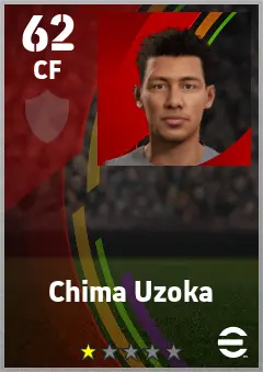Chima Uzoka eFootball 2026 player card — 62 OVR CF
