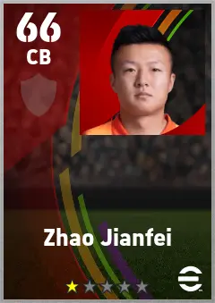 Zhao Jianfei eFootball 2026 player card — 66 OVR CB
