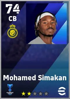 Mohamed Simakan eFootball 2026 player card — 74 OVR CB