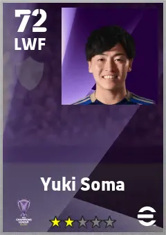 Yuki Soma eFootball 2026 player card — 72 OVR LWF
