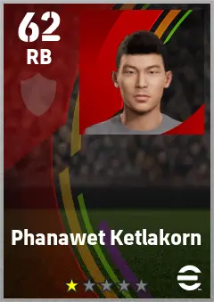 Phanawet Ketlakorn eFootball 2026 player card — 62 OVR RB