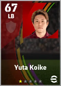 Yuta Koike eFootball 2026 player card — 67 OVR LB
