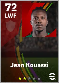 Jean Kouassi eFootball 2026 player card — 72 OVR LWF