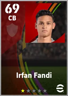 Irfan Fandi eFootball 2026 player card — 69 OVR CB