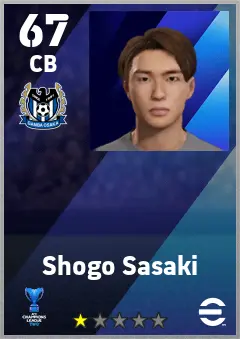 Shogo Sasaki eFootball 2026 player card — 67 OVR CB