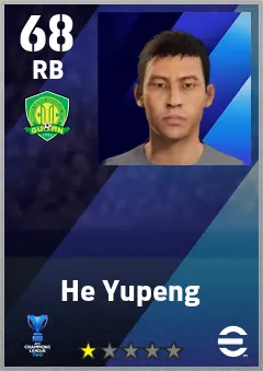 He Yupeng eFootball 2026 player card — 68 OVR RB