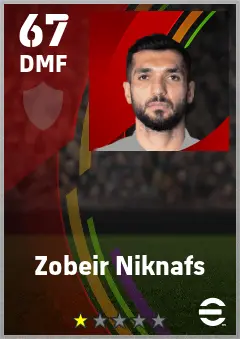 Zobeir Niknafs eFootball 2026 player card — 67 OVR DMF