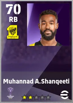 Muhannad A.Shanqeeti eFootball 2026 player card — 70 OVR RB