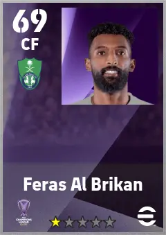 Feras Al Brikan eFootball 2026 player card — 69 OVR CF