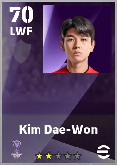 Kim Dae-Won eFootball 2026 player card — 70 OVR LWF