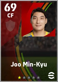 Joo Min-Kyu eFootball 2026 player card — 69 OVR CF