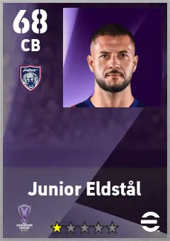 Junior Eldstal eFootball 2026 player card — 68 OVR CB