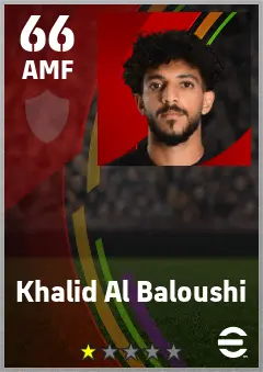 Khalid Al Baloushi eFootball 2026 player card — 66 OVR AMF