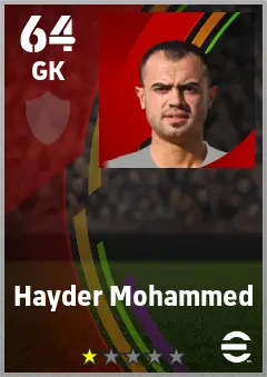 Hayder Mohammed eFootball 2026 player card — 64 OVR GK