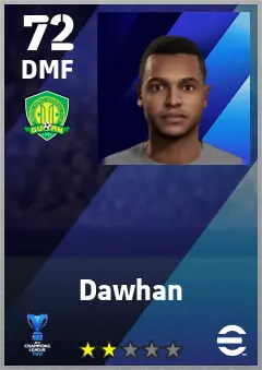 Dawhan eFootball 2026 player card — 72 OVR DMF
