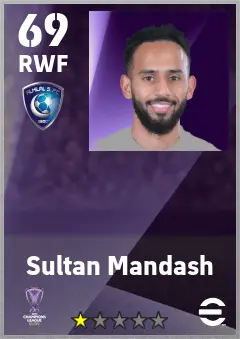 Sultan Mandash eFootball 2026 player card — 69 OVR RWF