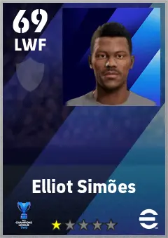 Elliot Simoes eFootball 2026 player card — 69 OVR LWF