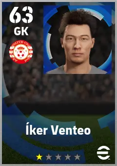 Iker Venteo eFootball 2026 player card — 63 OVR GK