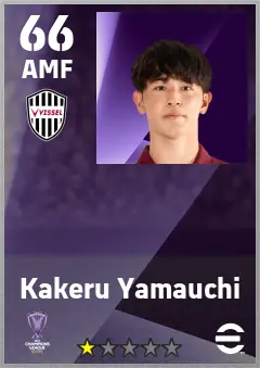 Kakeru Yamauchi eFootball 2026 player card — 66 OVR AMF