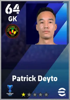Patrick Deyto eFootball 2026 player card — 64 OVR GK