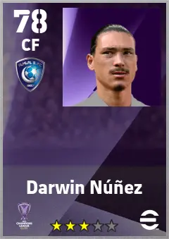 Darwin Nunez eFootball 2026 player card — 78 OVR CF