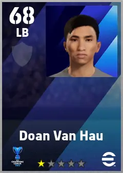 Doan Van Hau eFootball 2026 player card — 68 OVR LB