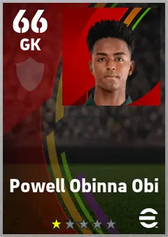 Powell Obinna Obi eFootball 2026 player card — 66 OVR GK