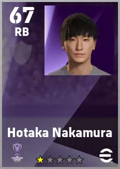 Hotaka Nakamura eFootball 2026 player card — 67 OVR RB