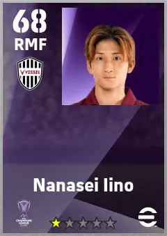 Nanasei Iino eFootball 2026 player card — 68 OVR RMF