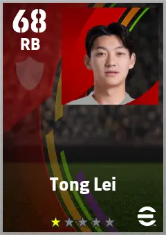 Tong Lei eFootball 2026 player card — 68 OVR RB