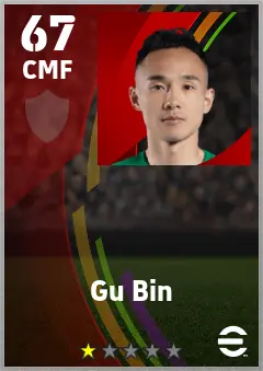 Gu Bin eFootball 2026 player card — 67 OVR CMF