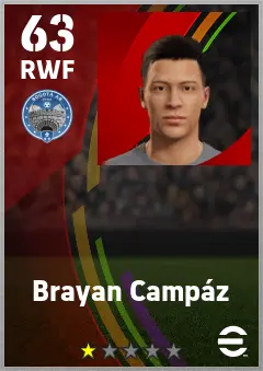 Brayan Campaz eFootball 2026 player card — 63 OVR RWF