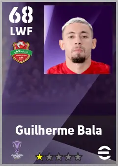 Guilherme Bala eFootball 2026 player card — 68 OVR LWF
