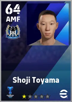 Shoji Toyama eFootball 2026 player card — 64 OVR AMF